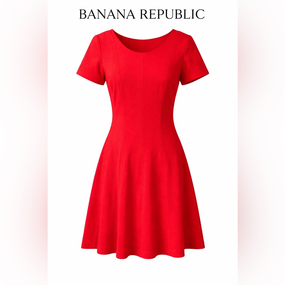 Banana Republic Asymmetrical Red Dress with Gold Zipper